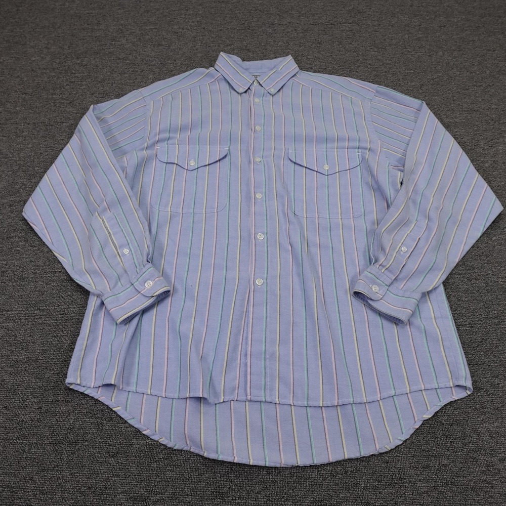 Vintage Levi's Shirt Mens Large Blue Pastel Stripe Long Sleeve Button Up USA